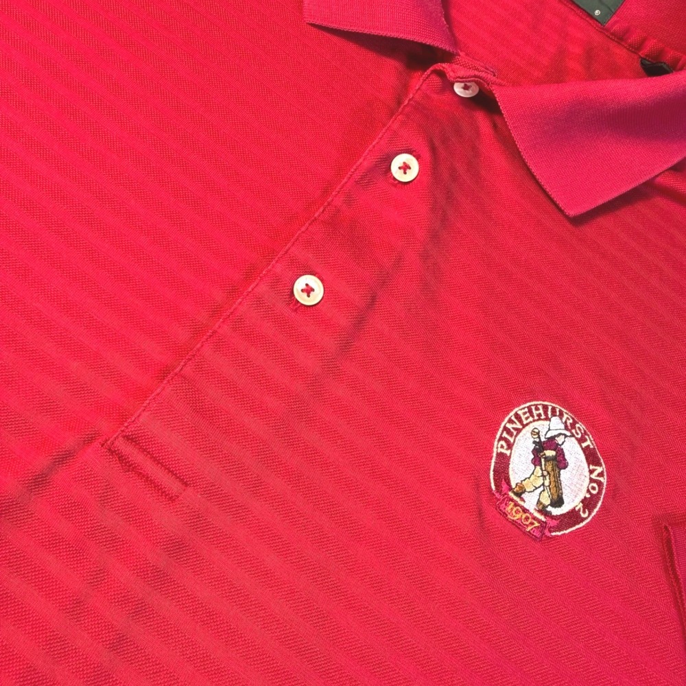 Fairway & Greene Polo Mens‎ XL Red Pinehurst No. 2 Y2K Striped Short Sleeve Golf
